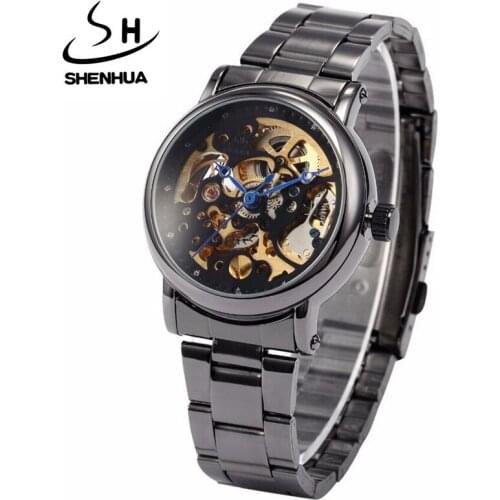SHENHUA Women Watches Fashion Steampunk Black Automatic Mechanical Watches Women Casual Ladies Watch relogio feminino