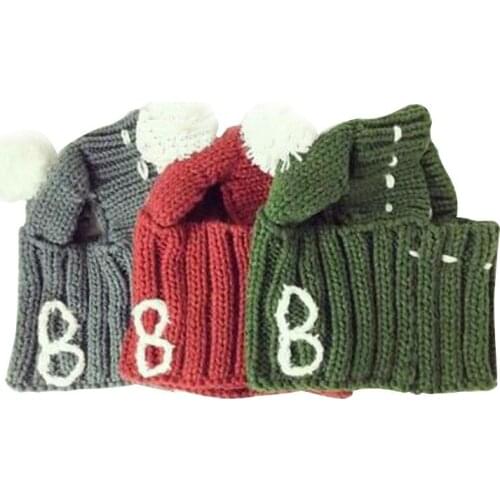 Winter Dog Cap Christmas Pet Hats Small Dogs French Bulldog Dog Accessories Woolen Puppy Hat With Ball Headwear Pet Products