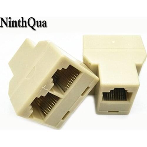 1pcs 8P8C RJ45 Telephone Splitter 2 Way Adapter 1 M To 2 F RJ-45 Phone Jack Connector