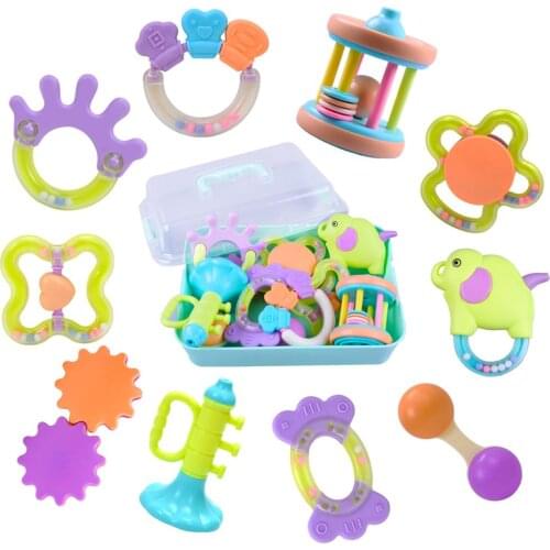IPlay iLearn Baby Rattles Set, Infants Teething Play Toys, Babies Chewing Silicone Teether, Shaker, Grab