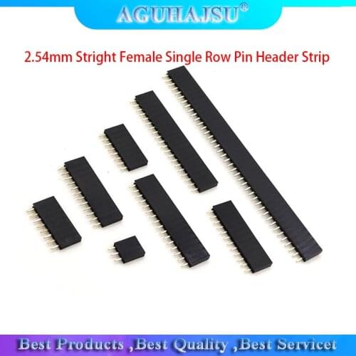 10Pcs 2.54mm Stright Female Single Row Pin Header Strip PCB Connector 1*2/3/4/5/6/7/8/10/12/16/20/40 Pin For Arduino