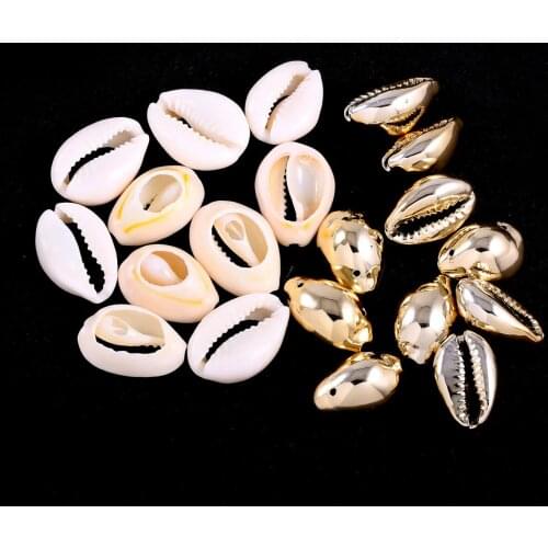 10Pcs Charms Bohemian Gold White Conch Shells Pendant Natural Shells Pendant for Jewelry Making DIY Handmade Necklace Earrings
