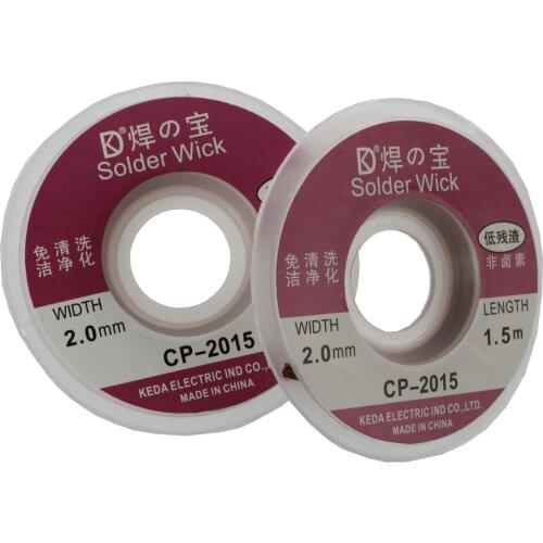 2Pcs 2.0MM Solder Wick Remover Desoldering Braid Wire Sucker Cable Fluxed Flux