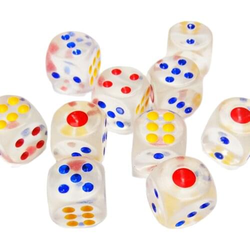 2X New Transparent white Dice with colorful dots 15 mm Casino Home Pinata Birthday Party Favor Game Gift Toy Use
