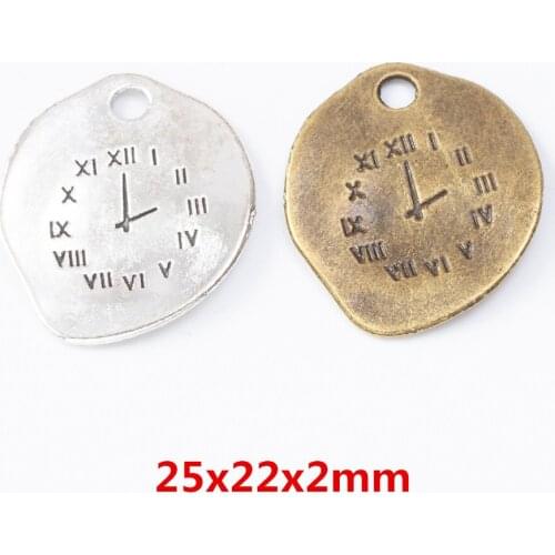 25 pieces of retro metal zinc alloy clock pendant for DIY handmade jewelry necklace making 7670