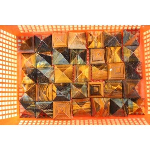 35 NATURAL TIGEREYE QUARTZ CRYSTAL PYRAMID HEALING