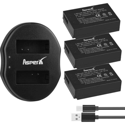 3Pcs LP-E12 LPE12 LP E12 Replacement Batteries + Dual USB Charger For Canon EOS M100 M 100D Rebel SL1 Kiss X7 EOS M10 DSLR