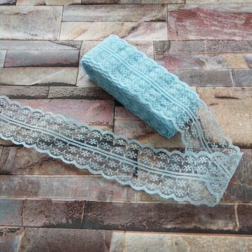 Beautiful Light Sky Blue 10 Yards 45mm Width Net Embroidery Lace Bilateral DIY Jewelry, Clothing, Wedding, Sewing accessories