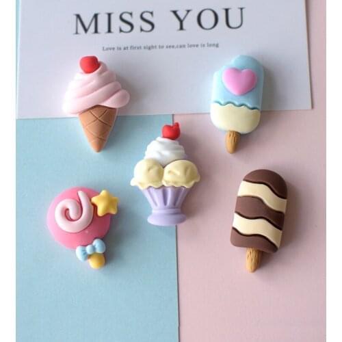 5Pcs DIY Resin Brooch Necklace Accessory Decoration Cute Popsicle Cone Lollipop Backpack Pendant Accessories Gift A419