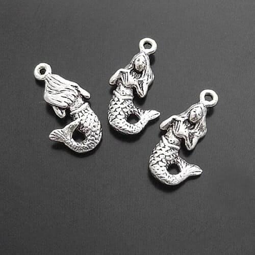 C156)30 pieces 19x12mm Antique Silver Zinc Alloy Mermaid Charms Pendants Diy Jewelry Findings Accessories Wholesale