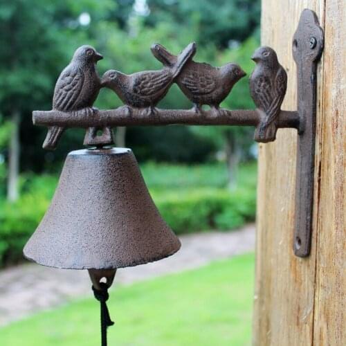 European Classical Style Retro Cast Iron Bell Art Doorbell Courtyard Home Decoration Bird Animal