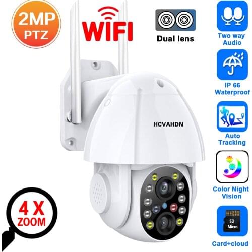 1080P Wifi CCTV Security Camera PTZ Outdoor Waterproof 4X Zoom Wireless IP Surveillance Camera Dual Lens 2MP Auto Tracking H.265