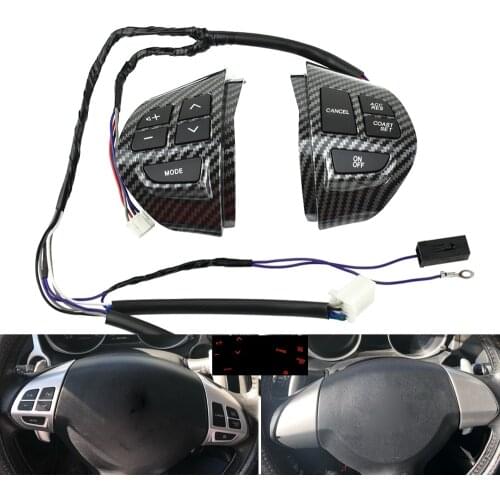 Carbon Fiber Steering Wheel Control Buttons With Cables Switch For Mitsubishi Laner Outlander ASX 2007 2008-2014 Car Styling