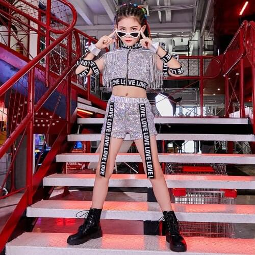 ChildrenS Day Sequins Hiphop Suit Girls Jazz Dance Costumes Catwalk Fashion Stage Costumes Hip Hop Dancing Rave Clothes DQS7508