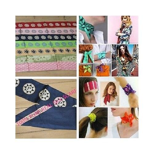 COLORFUL BEAUTY BELT SILK SCARF BAG & NECK RIBBON 100% SILK TWILL