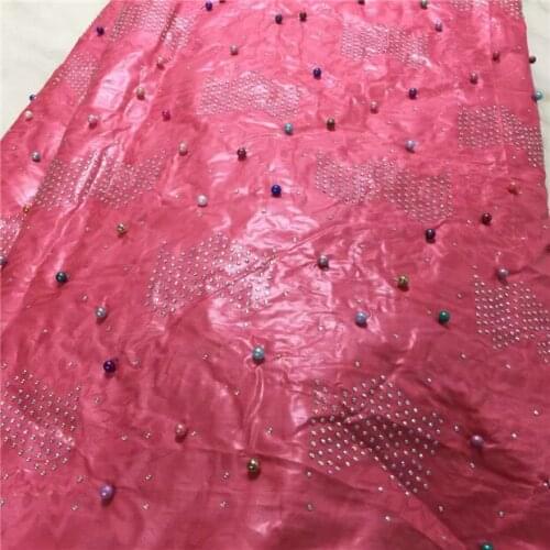 Beaded lace fabric high quality lace african bazin riche brocade cotton embroidered bazin brode brocade 2018 5+2yards/lot PL