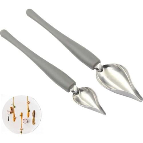 French Chef Western Desserts Decoration Saucier Spoons Stainless Steel Sauce Coffee Spoons Plating Art Draw Kitchen Accessories