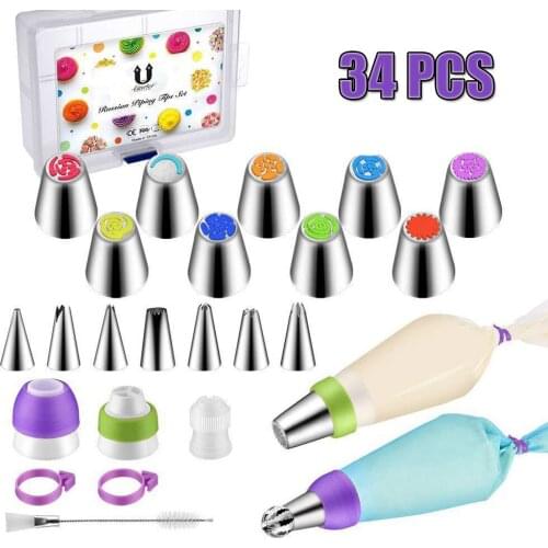 34 Piece/Set Pastry Bag Russian Cake Decorating Mouth Set Mouth Decorating Bag Confectionery Bag Baking Tools For Cakes Banneton