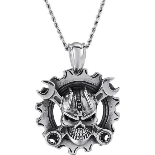 Mechanical skull domineering personality Titanium steel casting male pendant