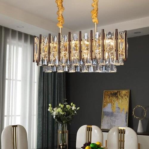 New crystal lamp chandelier mixed color modern luster rectangular dining room chandelier bedroom lighting
