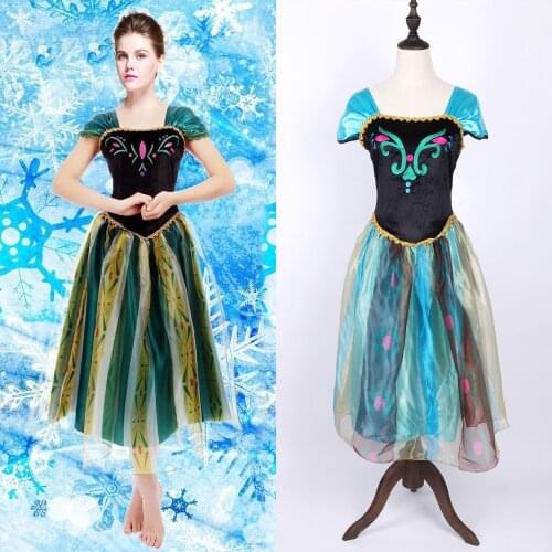 New Adult Anna Dress Gown Halloween Party Stage Purim Cosplay Costume