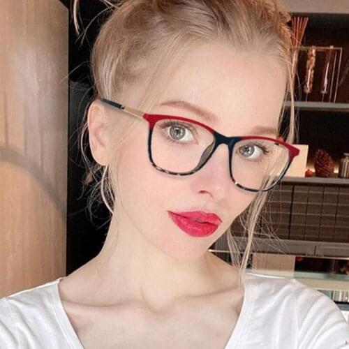 Cute Fashion Red Leopard Blue Light Glasses For Computer Screen TR90 Optocal Eyeglasses Frames Women 2021 Newest Okulary