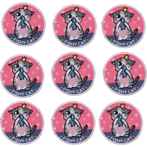 Cute animal Cat Patch Iron On Patches Cartoon Badge Cheap 10PCS Set Patches For Clothing Ornament Handicraft DIY Accessories