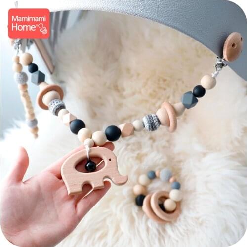 Baby Wooden Teether 1set Pram Clip Beech Rodent Gym Play Personalized Name Pacifier Chain Chewable Bracelet ChildrenS Goods Toy