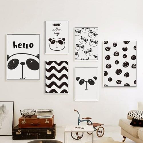 Simple Abstract Cute Cartoon Panda Pattern A4 Canvas Art Painting Print Posters Picture Baby Room Child Bedroom Home Decor Mural