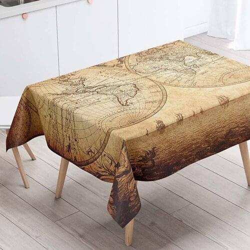Rectangular Tablecloths Decorative Table Cover 3D Printing World Map Dining Table Cloth
