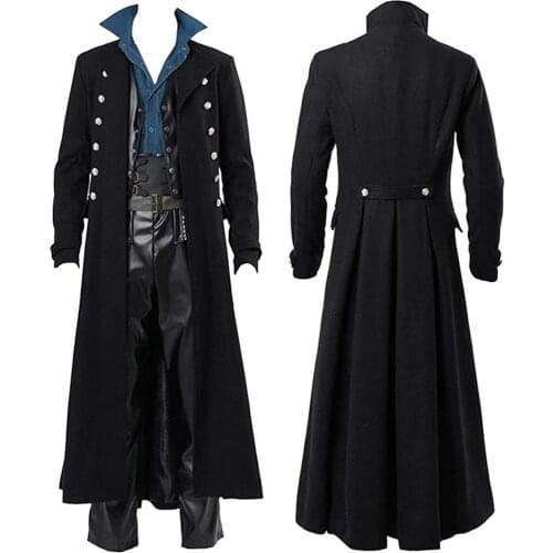 Medieval Men British Style Punk Jackets Windbreaker Carnival Gothic Victorian Knight Prince Uniform Coat Party Cosplay Costume