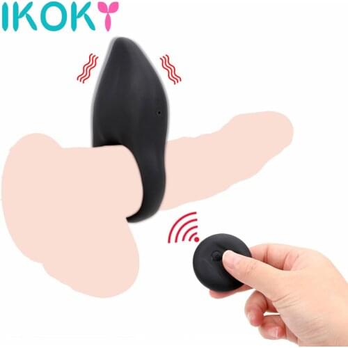 IKOKY 10 Speed Delay Ejaculation Penis Ring Vibrator Clitoris Stimulator Vibrating Cock Ring Sex Toys for Men Gay