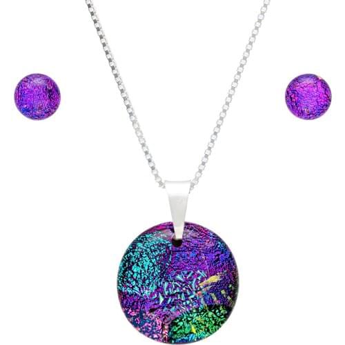 DARK DIAMOND®-Set of dichroic crystal and sterling silver 925in assorted colors. 100% handmade. Unique in Spain