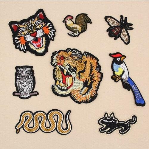 Embroidered Snake patches for iron on Clothing tiger patch small bee embroidery t shirt applique Modify Accessories