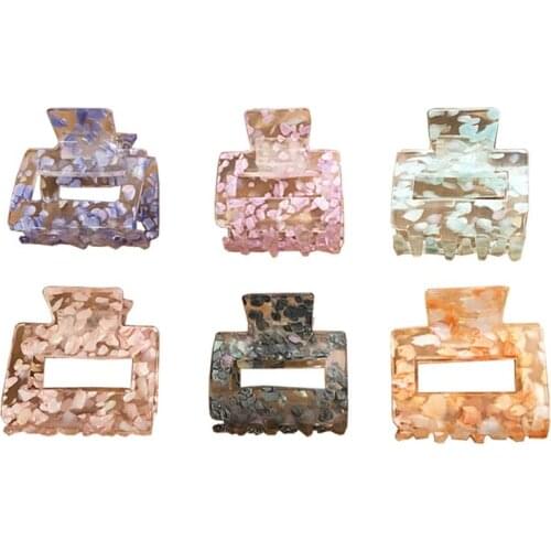 6pcs Fashion Hollow Women Girls Geometric Hair Claw Clamps Hair Crab Hair Claw Clip Solid Color Hairpin Hair Accessories