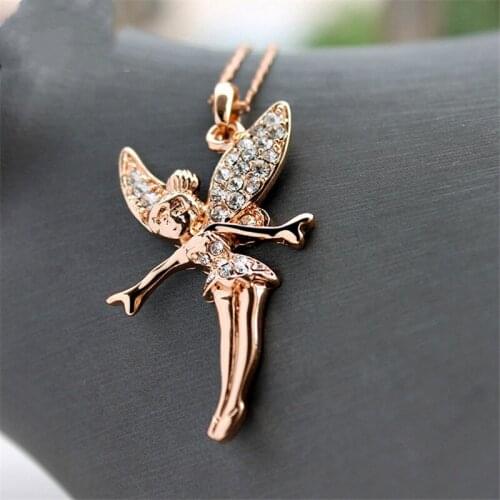 Miss Lady 2017 New Rose Gold color Austrian Crystal Cute Lovely Elf Angle Pendant Necklace Fashion Jewelry for women MLY5669