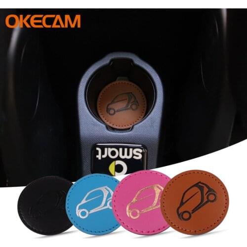 2x Car Coaster Water Cup Slot Non-Slip Mat Pad Leather Holder For Mercedes Smart 451 453 450 452 454 Fortwo Forfour Accessories