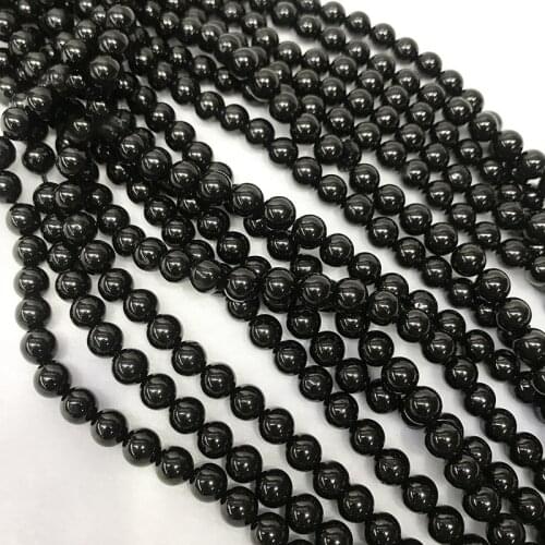 4-12mm 15" natural genuine Russian black shungite round loose beads