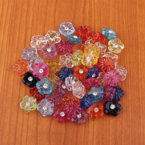 50 Pcs Flower-shaped Crystal Rhinestone Buttons Sewing Crafts Accessories Sewing Fasteners Rhinestone Buttons Jewelry Making