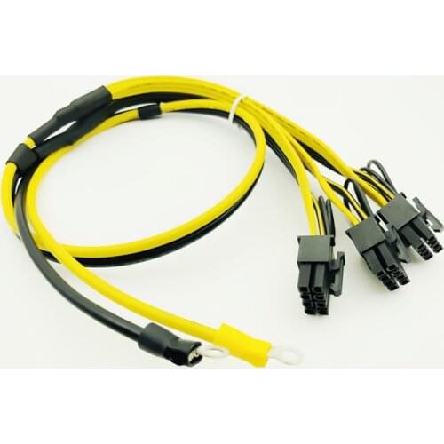70cm Power Supply Cable 6+2Pin Video Card Cables O Terminal to 8Pin Adapter Cable 12AWG+18AWG Splitter Wire for Miner Mining BTC