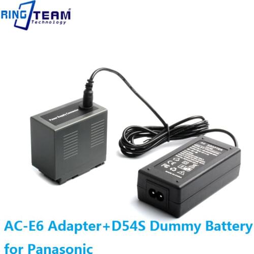 Power AC Adapter Kit AC-E6+D54S Dummy Battery for Panasonic CGA-D54 AG-DVC180A AG-DVC30 CGA-D54SE / 1B VW-VBD5 CGP-D54S CGR-D54S
