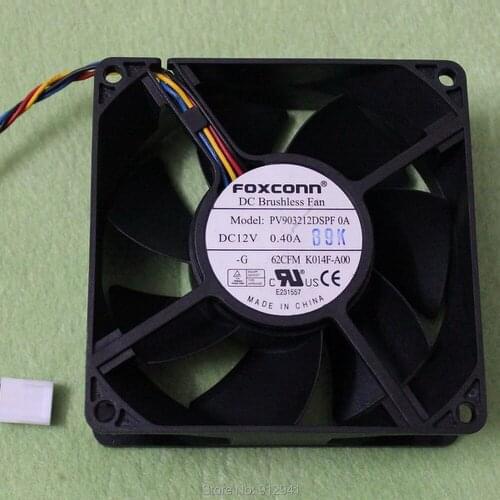 B175 Foxconn PV903212DSPF 9225 92mm x 92mm x 32mm DC Brushless PWM Cooler Cooling Fan 12V 0.40A 4Wire 4Pin Connector