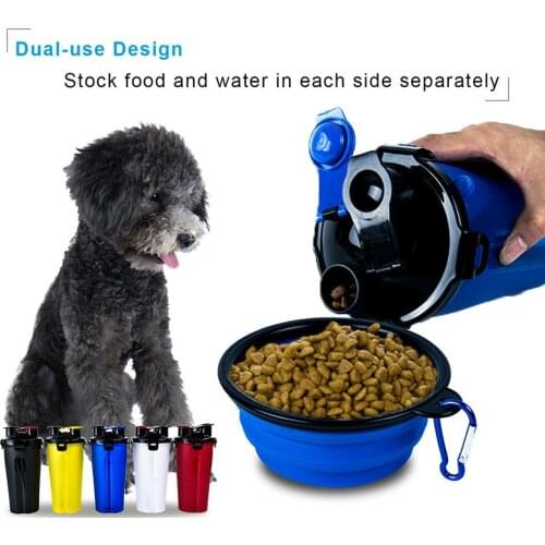 Dog Water Bottle Collapsible Dog Bowl for Travel 2-in-1 Dog Slow Feeder Bowl Water Portable Pet Food Container Outdoor
