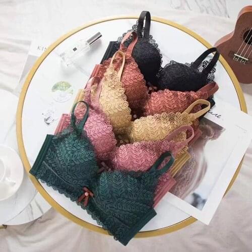 Latex Bra Women Underwear Wireless Bras Sexy lace Push Up Brassiere Gather Intimates Lingerie3/4 Cup Bralette