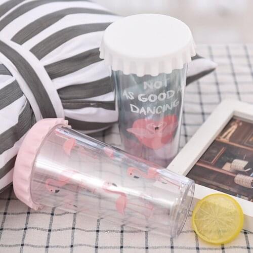 Water Cup Cute Creative Colorful Summer Drinking Ice Water Cup Double Straw Plastic Drink Simple Cup Cartoon Pattern Water Cup