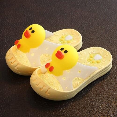 Childrens slippers male summer girl cartoon cute 3D duck rabbit Baotou baby indoor non-slip outdoor breathable sandals
