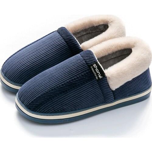 Home Cotton Slippers Men Soft Plush Indoor House Flat Shoes Warm Slides Comfortable Couple Slip On Ladies Causal Slippers 2021