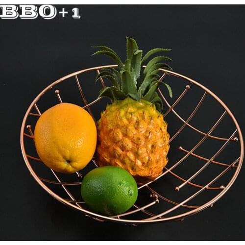 Home Kitchen Vegetable Fruit Basket Container Organizer Wire Hollow Drain Rack Food Fruit Plate Storage Holder Desktop Display
