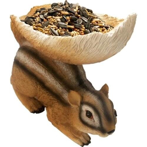 Resin Squirrel Shaped Animal Feeder Home Gardening Decoration for Outdoor Indoor Figurine Squirrel Statue Garden Decorat