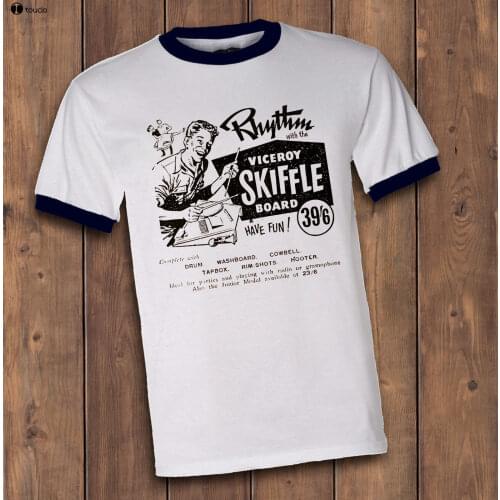 100% Cotton Short Sleeve O-Neck Skiffle Board T Shirt, Vintage 50S Feel Skiffle Board Advert, Music Rockabilly Shirts